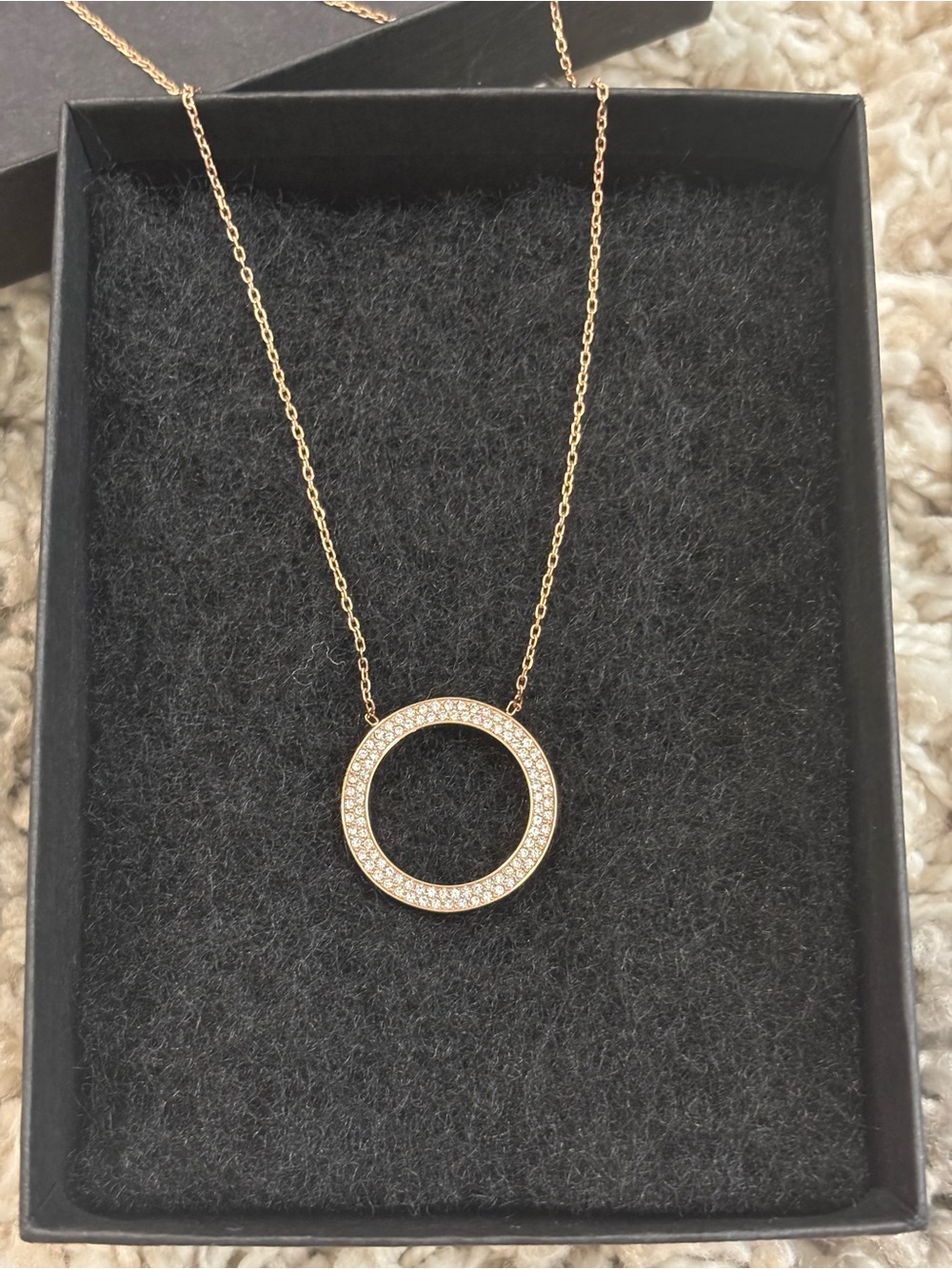 Michael Kors Brilliance Open Circle Pavé Pendant in Rose Gold
